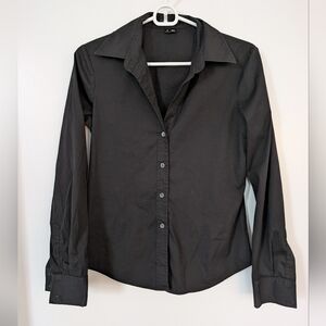 Theory Button Down Black Dress Shirt Blouse Size Small